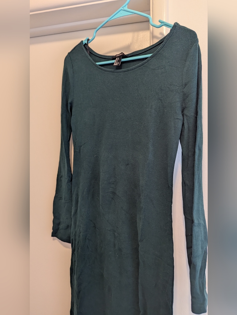 Dark Green Sleeve Scoop Neck Women's Midi Dress